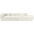 Meridian Furniture Rummi Cream Velvet Performance Fabric 4pc. Modular Sectional