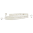 Meridian Furniture Rummi Cream Velvet Performance Fabric 4pc. Modular Sectional