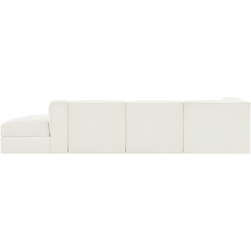 Meridian Furniture Rummi Cream Velvet Performance Fabric 4pc. Modular Sectional