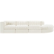Meridian Furniture Rummi Cream Velvet Performance Fabric 4pc. Modular Sectional