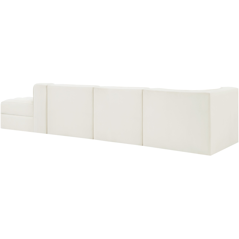 Meridian Furniture Rummi Cream Velvet Performance Fabric 4pc. Modular Sectional
