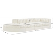 Meridian Furniture Rummi Cream Velvet Performance Fabric 4pc. Modular Sectional