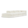 Meridian Furniture Rummi Cream Velvet Performance Fabric 4pc. Modular Sectional