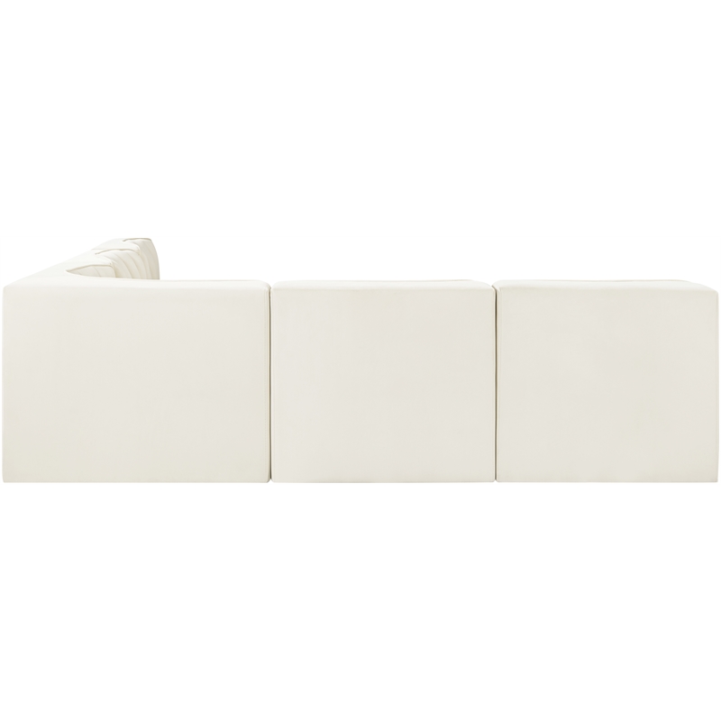 Meridian Furniture Rummi Cream Velvet Performance Fabric 5pc. Modular Sectional