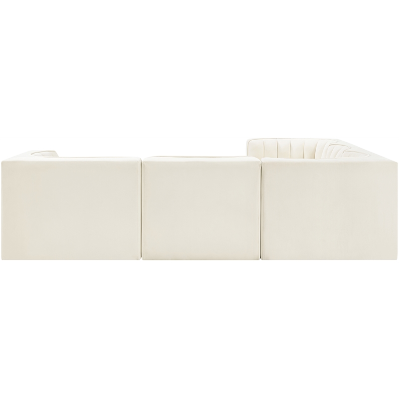 Meridian Furniture Rummi Cream Velvet Performance Fabric 5pc. Modular Sectional