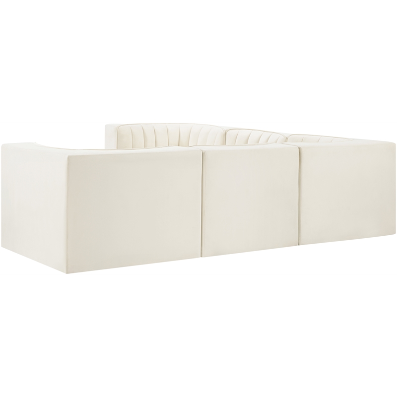 Meridian Furniture Rummi Cream Velvet Performance Fabric 5pc. Modular Sectional