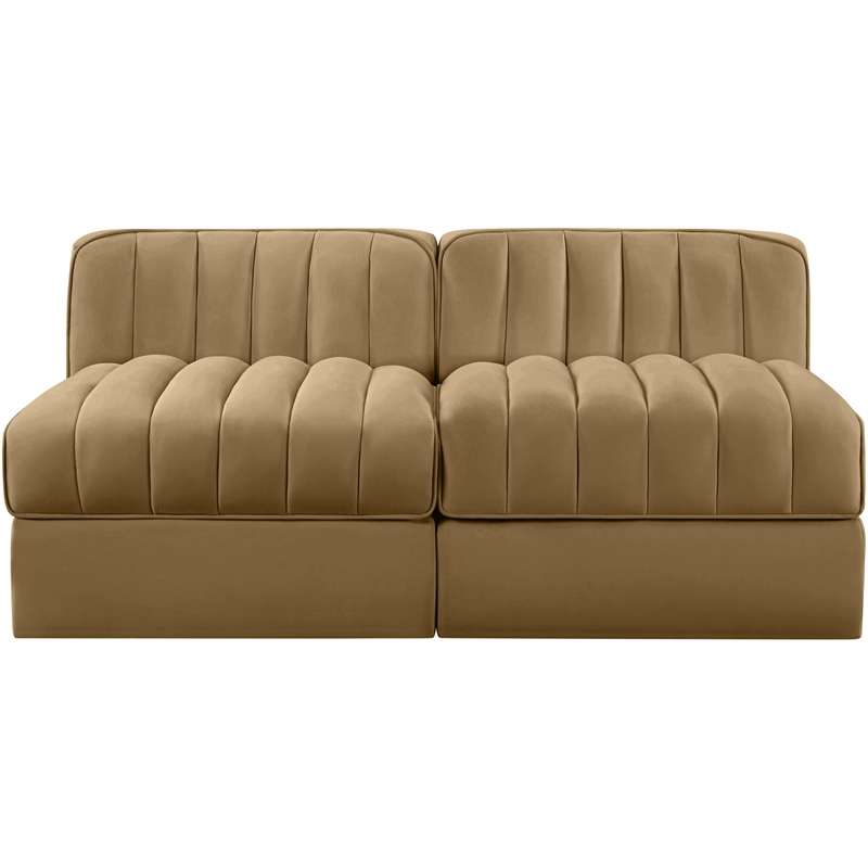 Meridian Furniture Rummi Saddle Velvet Performance Fabric 2pc. Modular Sofa