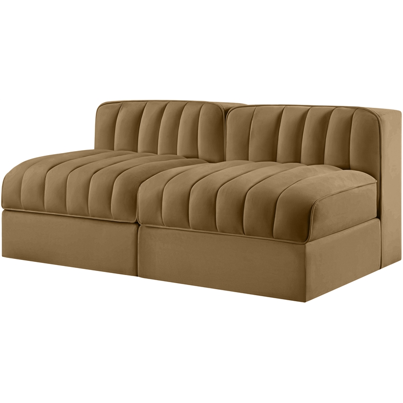 Meridian Furniture Rummi Saddle Velvet Performance Fabric 2pc. Modular Sofa