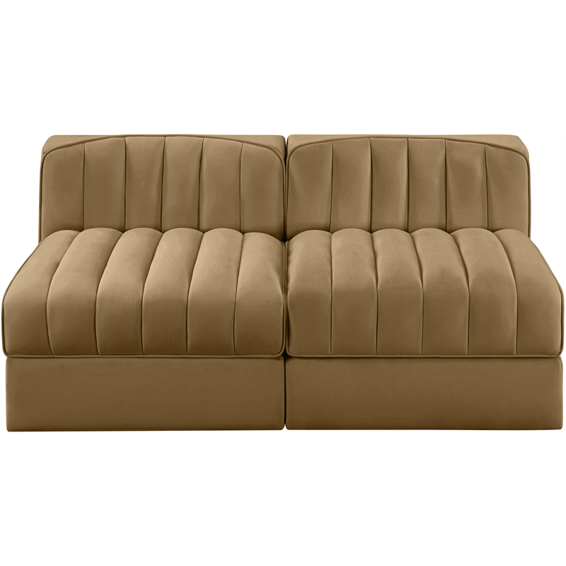 Meridian Furniture Rummi Saddle Velvet Performance Fabric 2pc. Modular Sofa