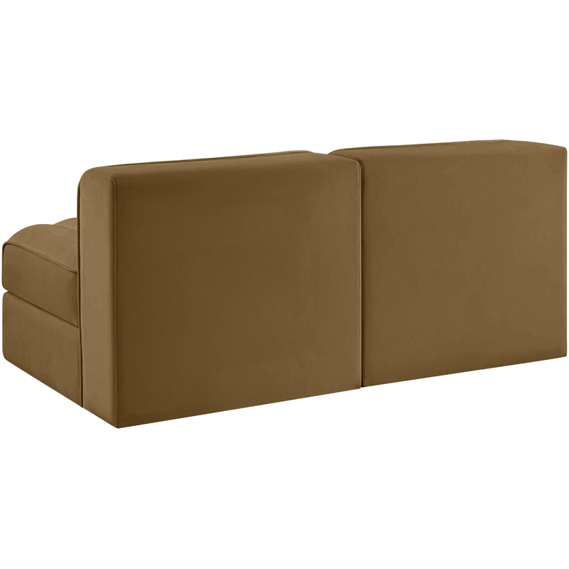 Meridian Furniture Rummi Saddle Velvet Performance Fabric 2pc. Modular Sofa