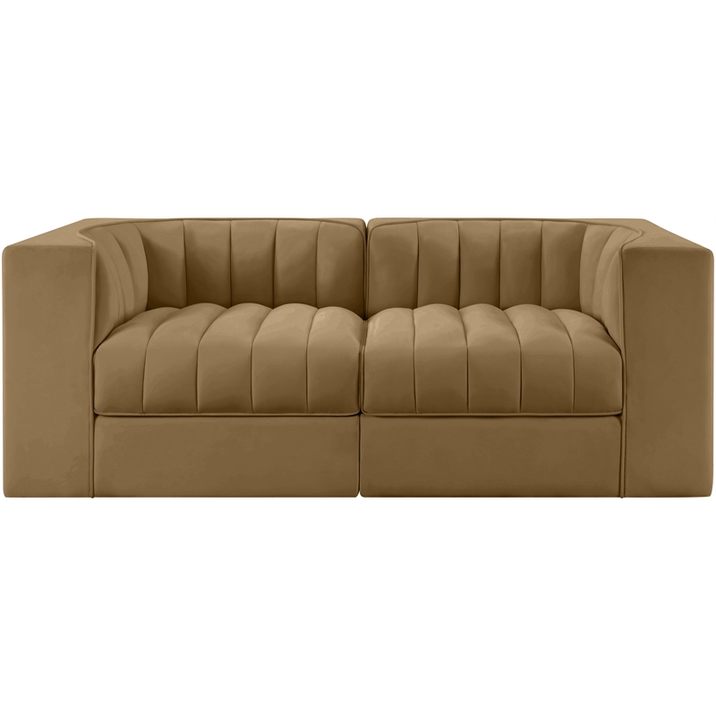 Meridian Furniture Rummi Saddle Velvet Performance Fabric 2pc. Modular Sofa