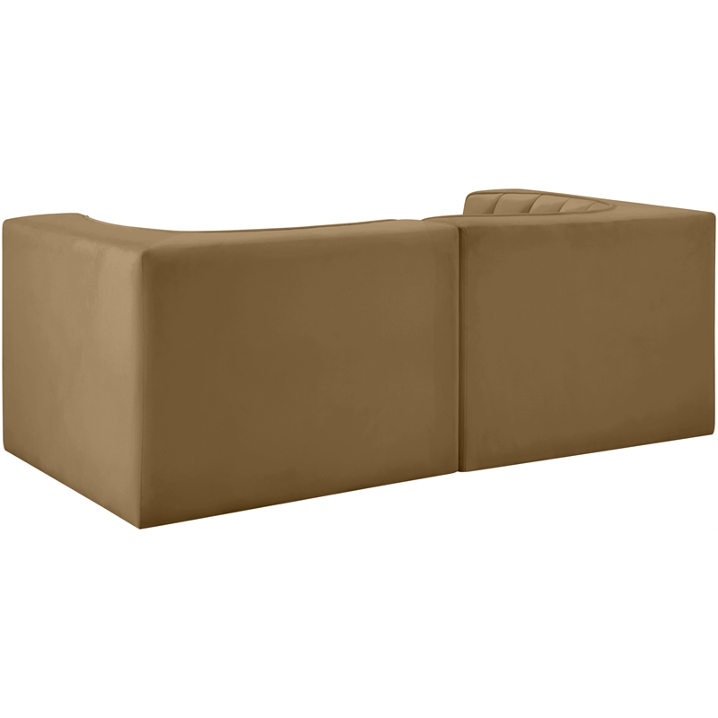 Meridian Furniture Rummi Saddle Velvet Performance Fabric 2pc. Modular Sofa