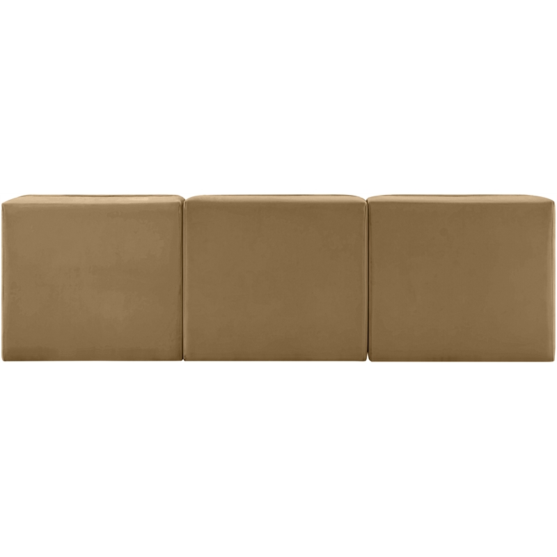 Meridian Furniture Rummi Saddle Velvet Performance Fabric 3pc. Modular Sofa