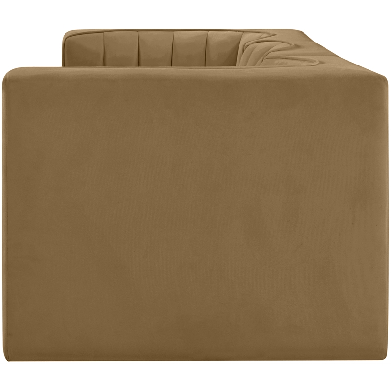 Meridian Furniture Rummi Saddle Velvet Performance Fabric 3pc. Modular Sofa