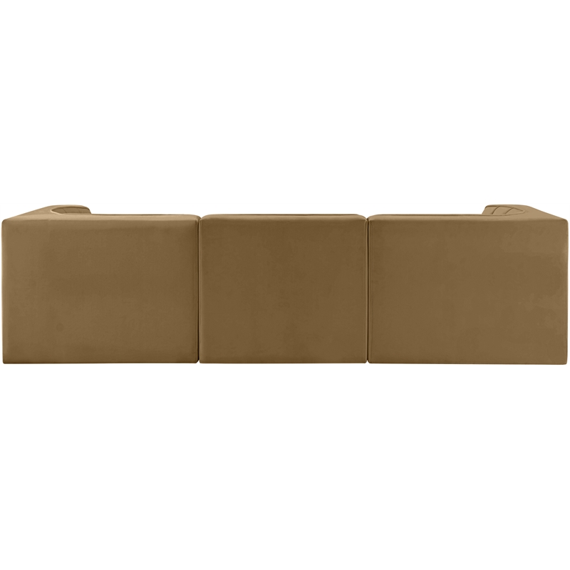Meridian Furniture Rummi Saddle Velvet Performance Fabric 3pc. Modular Sofa