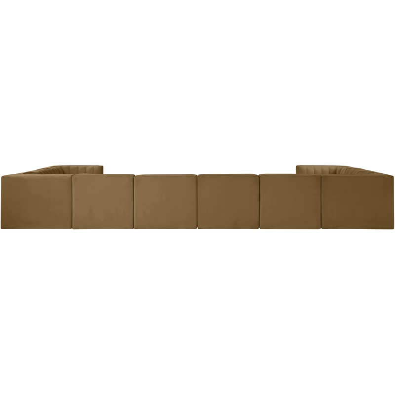 Meridian Furniture Rummi Saddle Velvet Fabric 10pc. Modular Sectional