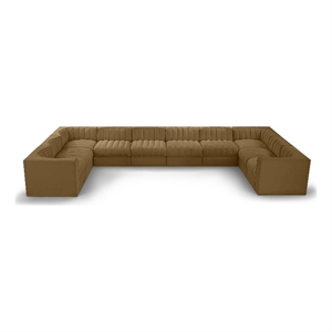 Meridian Furniture Rummi Saddle Velvet Fabric 10pc. Modular Sectional
