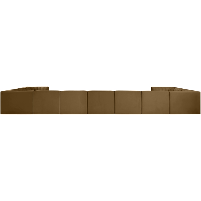 Meridian Furniture Rummi Saddle Velvet Fabric 11pc. Modular Sectional
