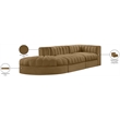 Meridian Furniture Rummi Saddle Velvet Performance Fabric 3pc. Modular Sectional