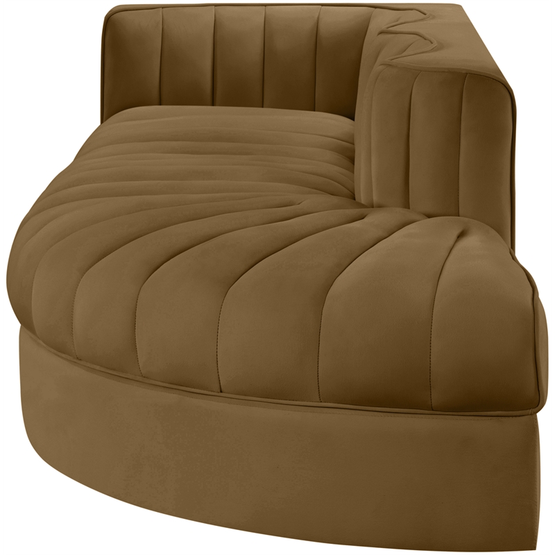 Meridian Furniture Rummi Saddle Velvet Performance Fabric 3pc. Modular Sectional