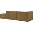 Meridian Furniture Rummi Saddle Velvet Performance Fabric 3pc. Modular Sectional
