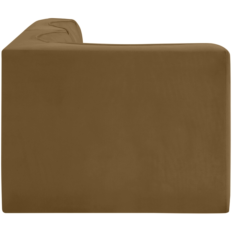Meridian Furniture Rummi Saddle Velvet Performance Fabric 3pc. Modular Sectional