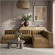 Meridian Furniture Rummi Saddle Velvet Performance Fabric 4pc. Modular Sectional