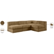 Meridian Furniture Rummi Saddle Velvet Performance Fabric 4pc. Modular Sectional