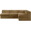 Meridian Furniture Rummi Saddle Velvet Performance Fabric 4pc. Modular Sectional