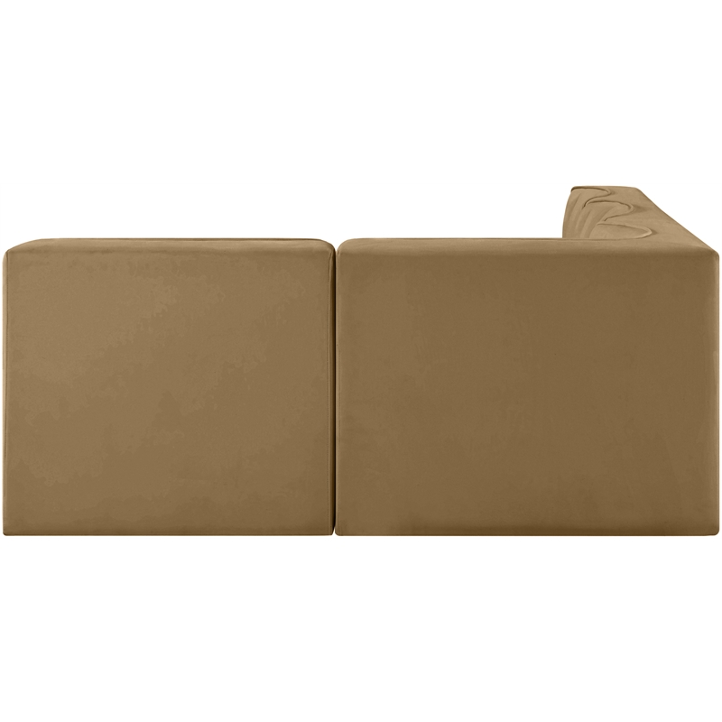 Meridian Furniture Rummi Saddle Velvet Performance Fabric 4pc. Modular Sectional