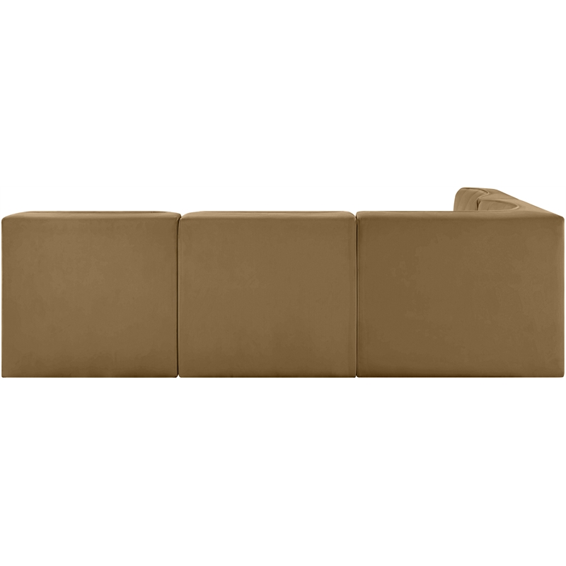 Meridian Furniture Rummi Saddle Velvet Performance Fabric 4pc. Modular Sectional
