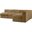 Meridian Furniture Rummi Saddle Velvet Performance Fabric 4pc. Modular Sectional