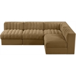 Meridian Furniture Rummi Saddle Velvet Performance Fabric 4pc. Modular Sectional