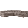 Meridian Furniture Rummi Taupe Velvet Performance Fabric 5pc. Modular Sectional