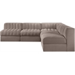Meridian Furniture Rummi Taupe Velvet Performance Fabric 5pc. Modular Sectional