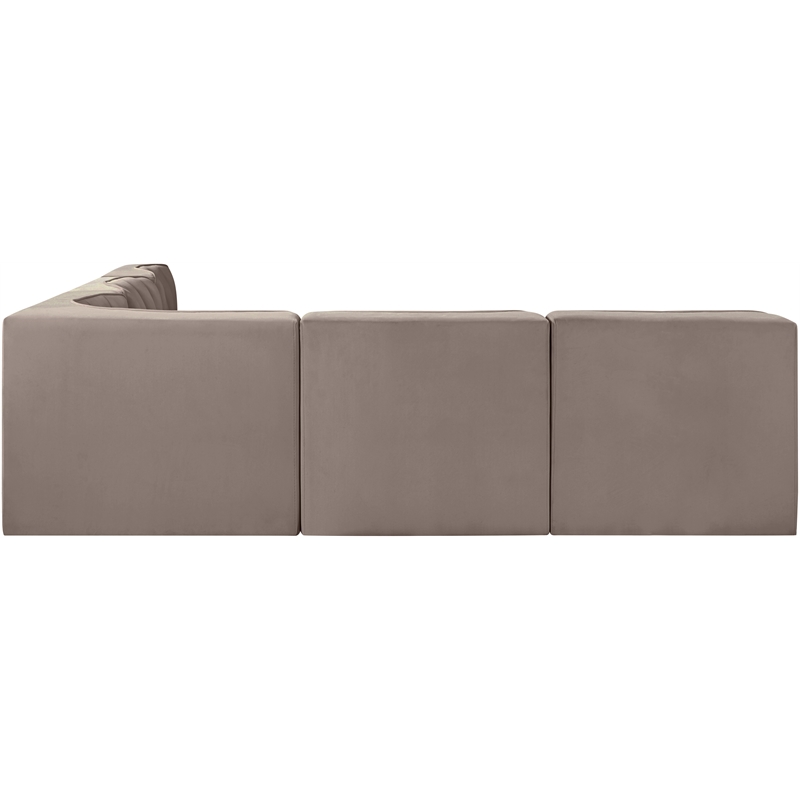 Meridian Furniture Rummi Taupe Velvet Performance Fabric 5pc. Modular Sectional