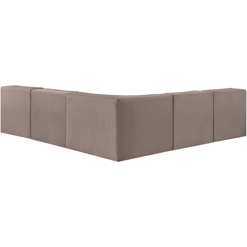 Meridian Furniture Rummi Taupe Velvet Performance Fabric 5pc. Modular Sectional