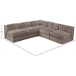 Meridian Furniture Rummi Taupe Velvet Performance Fabric 5pc. Modular Sectional