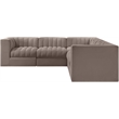Meridian Furniture Rummi Taupe Velvet Performance Fabric 5pc. Modular Sectional