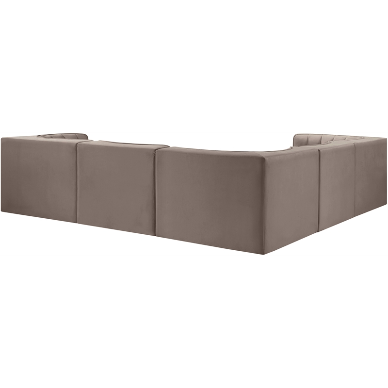 Meridian Furniture Rummi Taupe Velvet Performance Fabric 5pc. Modular Sectional