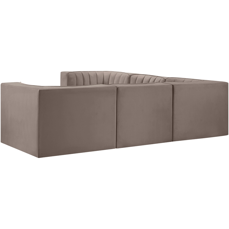 Meridian Furniture Rummi Taupe Velvet Performance Fabric 5pc. Modular Sectional
