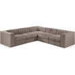Meridian Furniture Rummi Taupe Velvet Performance Fabric 5pc. Modular Sectional