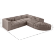 Meridian Furniture Rummi Taupe Velvet Performance Fabric 5pc. Modular Sectional