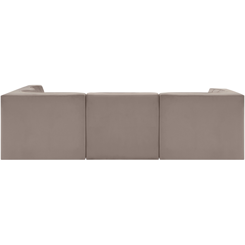 Meridian Furniture Rummi Taupe Velvet Performance Fabric 5pc. Modular Sectional