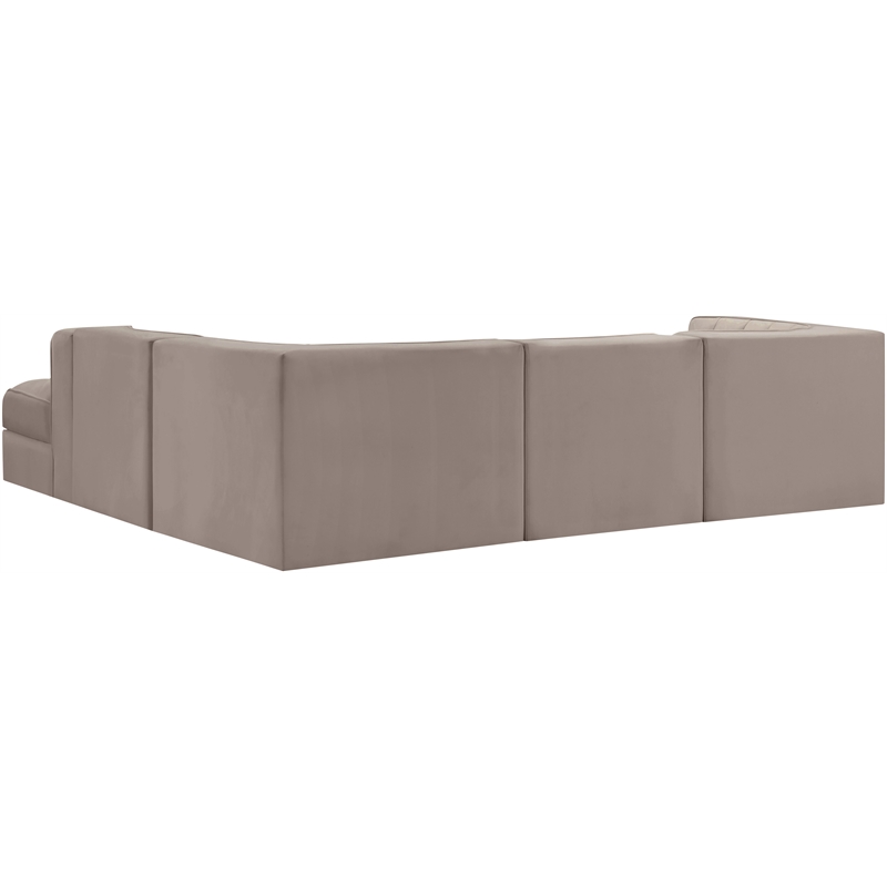 Meridian Furniture Rummi Taupe Velvet Performance Fabric 5pc. Modular Sectional