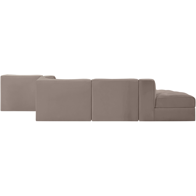 Meridian Furniture Rummi Taupe Velvet Performance Fabric 5pc. Modular Sectional