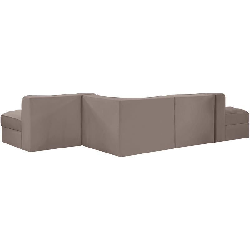 Meridian Furniture Rummi Taupe Velvet Performance Fabric 5pc. Modular Sectional