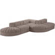 Meridian Furniture Rummi Taupe Velvet Performance Fabric 5pc. Modular Sectional