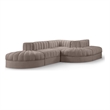 Meridian Furniture Rummi Taupe Velvet Performance Fabric 5pc. Modular Sectional