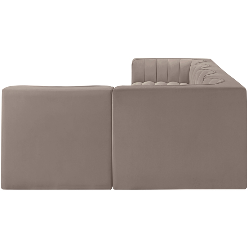 Meridian Furniture Rummi Taupe Velvet Performance Fabric 5pc. Modular Sectional